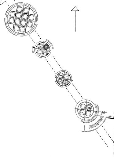 Bifröst, die Asenbrücke: Die dänische Sektion der Fluganlage, die den gesamten Globus umspannte. Re, der Vater des Noah, ließ diese Anlage um 3 100 v.Chr. für die Titanen- und Asengeschlechter errichten. Die Anlage wurde während des Ragnarök um 1 220 v.Chr. weltweit zerstört. Darstellung nach Preben Hansson, Und sie waren doch da